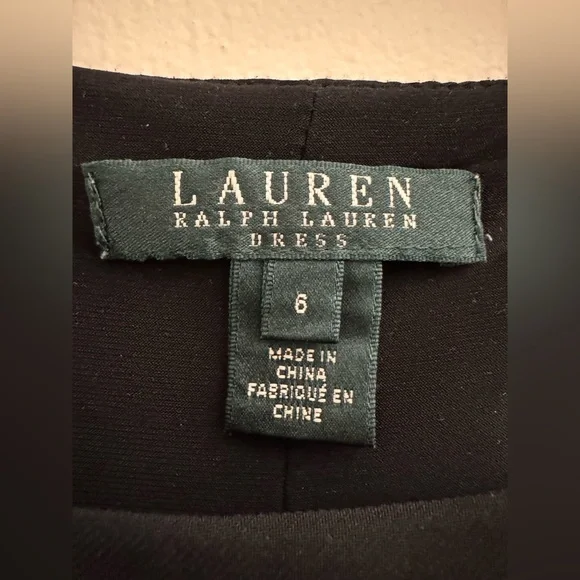 Ralph Lauren Black White Polka Dot Sleeveless Dress Size 6 ruched - Picture 3 of 6